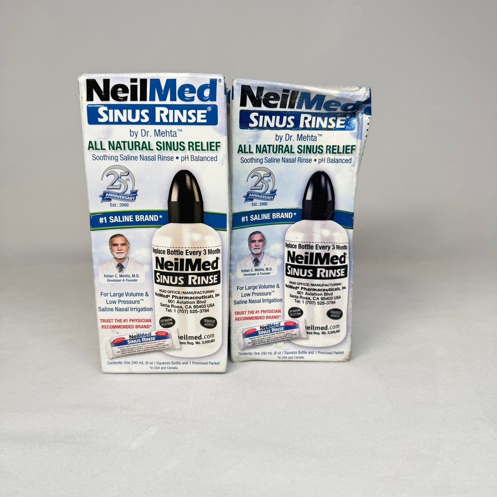 2X NeilMed Sinus Rinse All Natural Relief Squeeze Bottle 8oz Exp 4/29